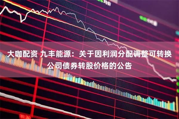 大咖配资 九丰能源：关于因利润分配调整可转换公司债券转股价格的公告